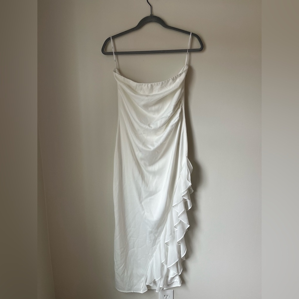 Lulu's White Satin Dress